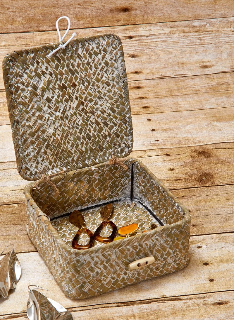Sass & Belle White Washed Straw Box