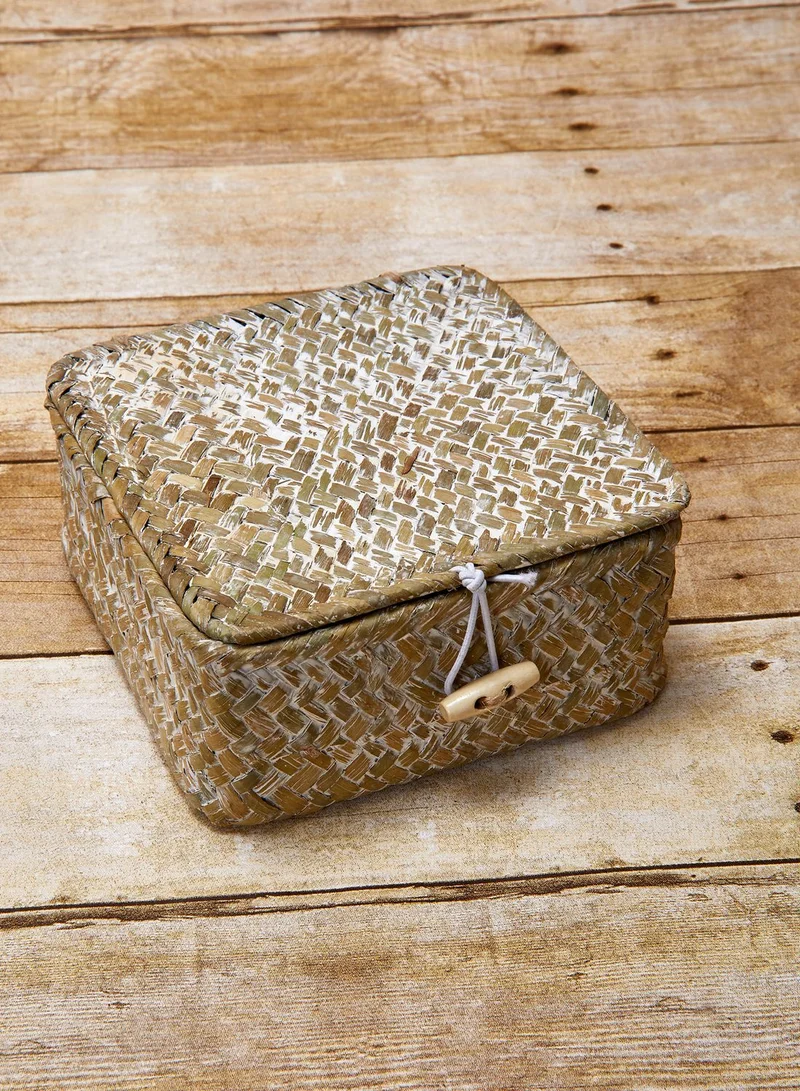 Sass & Belle White Washed Straw Box