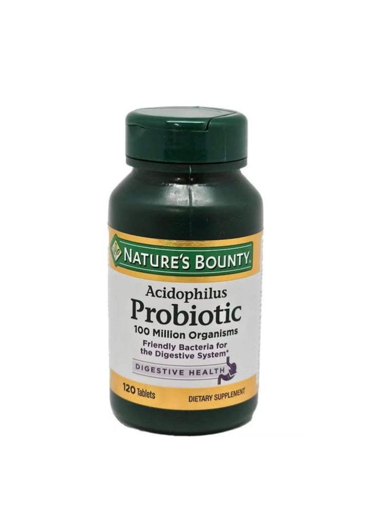 Nature's Bounty, Acidophilus Probiotic, Friendly Bacteria for the Digestive System, 100 Million , 120 Tablets