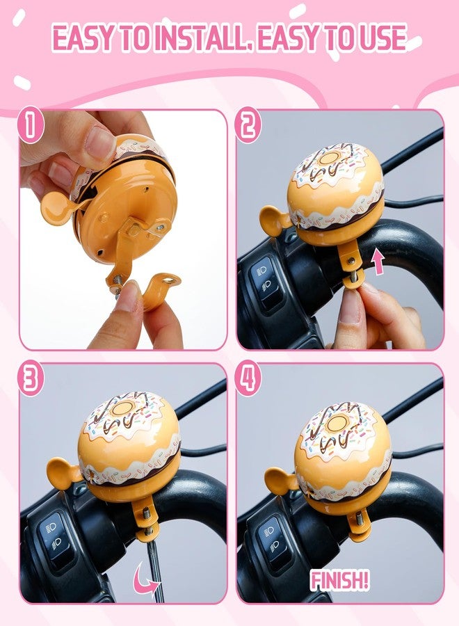 Datanly 4 Pcs Kids Bike Bells Bulk Cute Donut Bicycle Bell with Loud Crisp Sound Aluminum Mountain Bike Accessories Easy Installation for Boys Girls Adults - Image 3