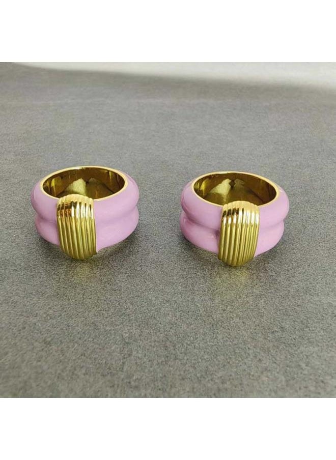 Generic - European And American Niche Light Luxury Design Copper Plated 8k True Gold Enamel Color Fashion Elegant Texture White Tower Ring Ring - Image 1