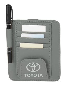 TOYOTA PU Leather Ticket Holder Clip Car Glasses Holder Clip Car Card Wallet Car Sun Visor Organizer Toyota Gray SV-0002  - Image 1