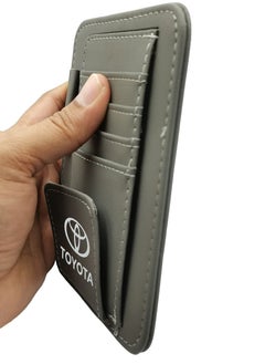TOYOTA PU Leather Ticket Holder Clip Car Glasses Holder Clip Car Card Wallet Car Sun Visor Organizer Toyota Gray SV-0002  - Image 3