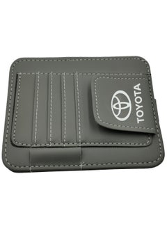 TOYOTA PU Leather Ticket Holder Clip Car Glasses Holder Clip Car Card Wallet Car Sun Visor Organizer Toyota Gray SV-0002  - Image 2