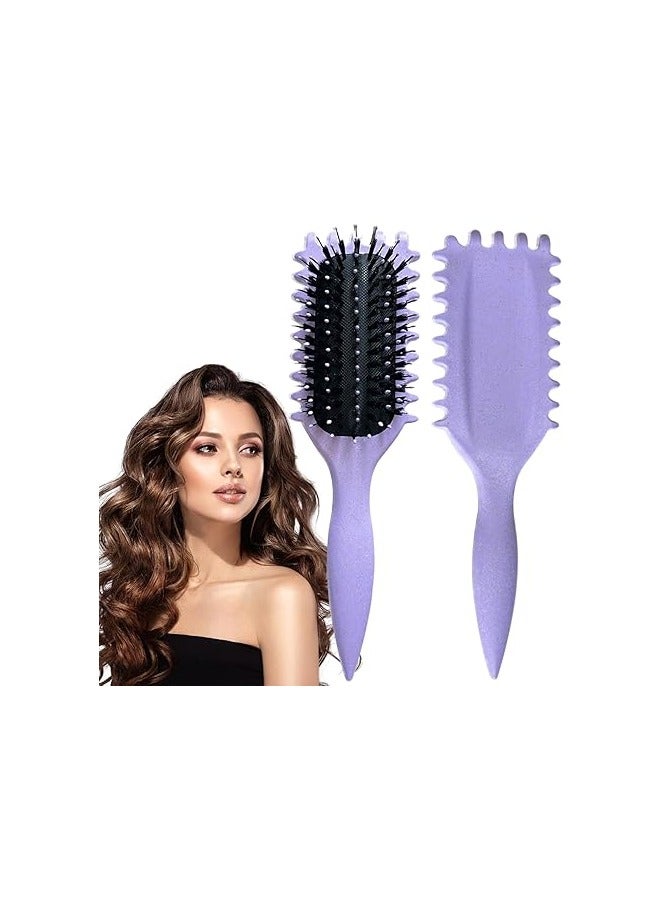 Bounce Curl Defining Hair Brush for Curly Hair - Styling & Detangler Brush with Comb, Air-Filled Cushion, Vegan Fiber, Nylon Faux Boar Bristles for Smoothing, Detangling, Scalp Massage & Relaxation - Unisex Hair Styling Tool (Lavender) - Image 1