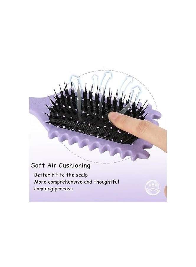 Bounce Curl Defining Hair Brush for Curly Hair - Styling & Detangler Brush with Comb, Air-Filled Cushion, Vegan Fiber, Nylon Faux Boar Bristles for Smoothing, Detangling, Scalp Massage & Relaxation - Unisex Hair Styling Tool (Lavender) - Image 3