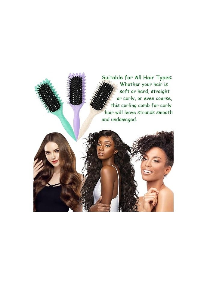 Bounce Curl Defining Hair Brush for Curly Hair - Styling & Detangler Brush with Comb, Air-Filled Cushion, Vegan Fiber, Nylon Faux Boar Bristles for Smoothing, Detangling, Scalp Massage & Relaxation - Unisex Hair Styling Tool (Lavender) - Image 5