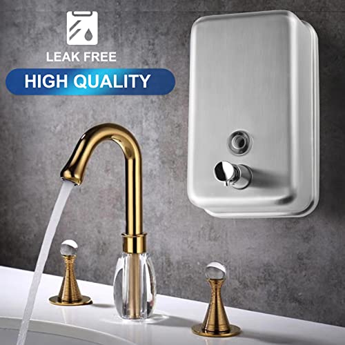 VANNSOO Commercial Wall Mount Stainless Steel Soap Dispenser, Corrosion Proof Lining Liquid Hand Sanitizer Dispenser Bathroom 1100ml / 37oz. (Vertical) - Image 3