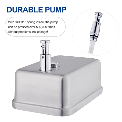 VANNSOO Commercial Wall Mount Stainless Steel Soap Dispenser, Corrosion Proof Lining Liquid Hand Sanitizer Dispenser Bathroom 1100ml / 37oz. (Vertical) - Image 4