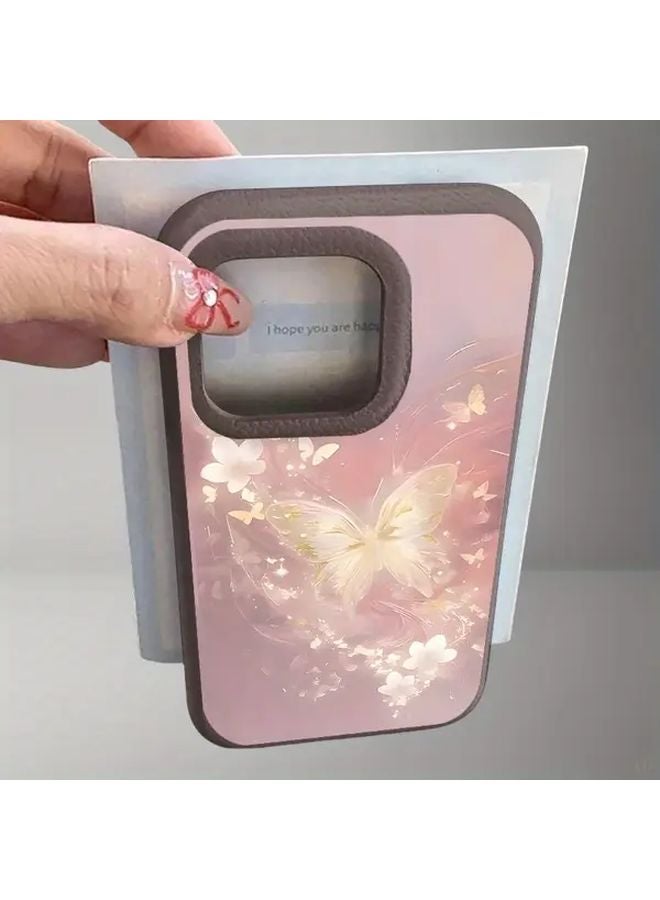 غطاء هاتف iPhone 14 Pro بزهرة الفراشة الملونة بالهلام الأسود - غطاء حماية فاخر - Image 5