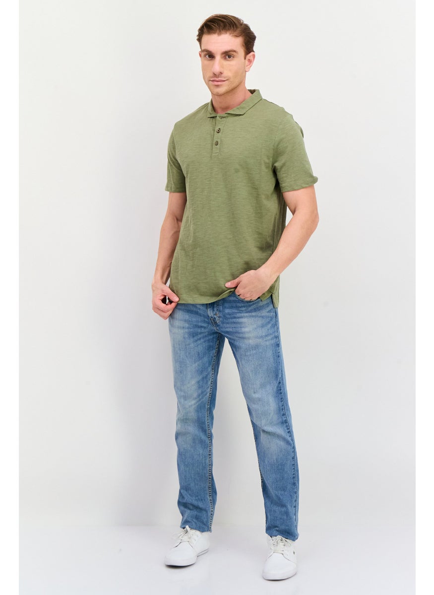 Project Essentials - Men Regular Fit Solid Short Sleeve Polo Shirt, Green - Image 1