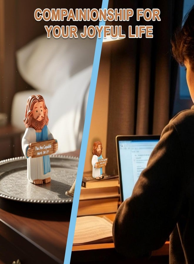 EazziSwitch You Are Capable Mini Figurines: Little Jesus Figures Miniature Statue Bible Inspired Birthday Religious Gifts for Christians Mom Dad - Small Pocket Statue for Easter Christmas Party Baptism Décor - Image 5