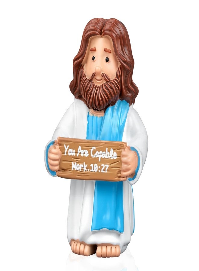 EazziSwitch You Are Capable Mini Figurines: Little Jesus Figures Miniature Statue Bible Inspired Birthday Religious Gifts for Christians Mom Dad - Small Pocket Statue for Easter Christmas Party Baptism Décor - Image 1