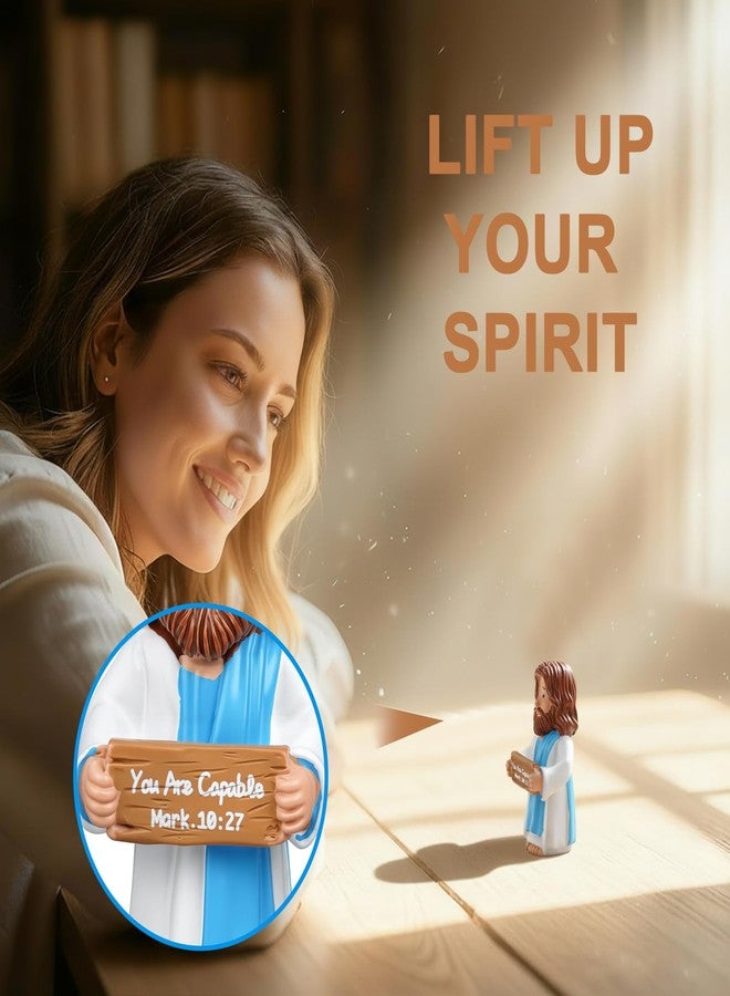 EazziSwitch You Are Capable Mini Figurines: Little Jesus Figures Miniature Statue Bible Inspired Birthday Religious Gifts for Christians Mom Dad - Small Pocket Statue for Easter Christmas Party Baptism Décor - Image 3