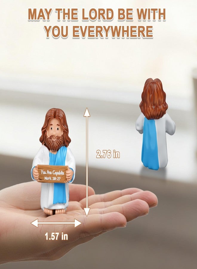 EazziSwitch You Are Capable Mini Figurines: Little Jesus Figures Miniature Statue Bible Inspired Birthday Religious Gifts for Christians Mom Dad - Small Pocket Statue for Easter Christmas Party Baptism Décor - Image 2