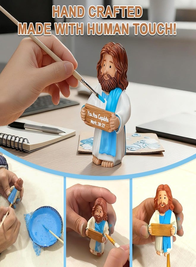 EazziSwitch You Are Capable Mini Figurines: Little Jesus Figures Miniature Statue Bible Inspired Birthday Religious Gifts for Christians Mom Dad - Small Pocket Statue for Easter Christmas Party Baptism Décor - Image 4