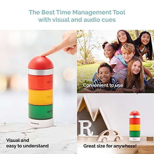 KADAMS Visual Timer for Kids with Audio Pre-Alarm - Traffic Light Alarm for Kids Toddler Teachers Classroom Home Time Management Tool 24hr Countdown Pause Memory Function, Silver - Image 3