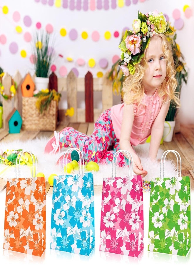 HOWAF 12pcs Hawaiian Hibiscus Party Gift Bags,Summer Beach Party Treat Bags with Handles,Summer Tropical Tiki Luau Gift Bags for Birthday Party Poool Party Decoration,Hibiscus Reusable Treat Bags Size 6.2 x 3.14 x 8.2 Inches - Image 4