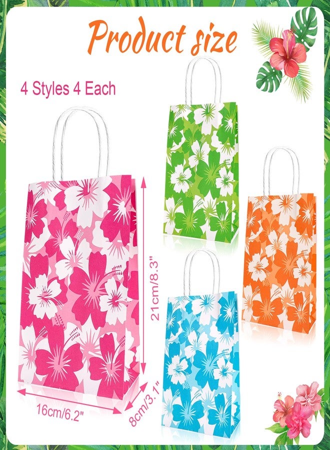 HOWAF 12pcs Hawaiian Hibiscus Party Gift Bags,Summer Beach Party Treat Bags with Handles,Summer Tropical Tiki Luau Gift Bags for Birthday Party Poool Party Decoration,Hibiscus Reusable Treat Bags Size 6.2 x 3.14 x 8.2 Inches - Image 2