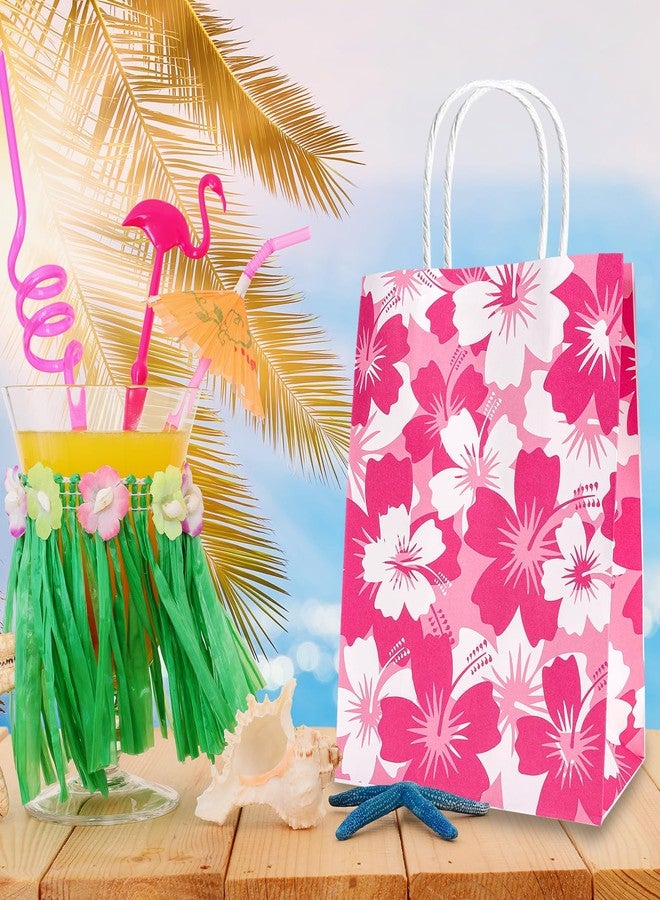 HOWAF 12pcs Hawaiian Hibiscus Party Gift Bags,Summer Beach Party Treat Bags with Handles,Summer Tropical Tiki Luau Gift Bags for Birthday Party Poool Party Decoration,Hibiscus Reusable Treat Bags Size 6.2 x 3.14 x 8.2 Inches - Image 5