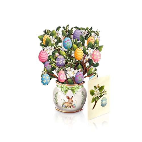 Freshcut Paper Pop Up Cards, Mini Easter Egg Tree, 6 Inch Mini Sized 3D Popup Greeting Card, Easter Cards, Thinking of You Card, Mother's Day Card, Blank Notecard & Envelope - Image 1