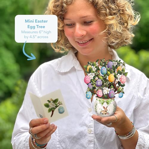 Freshcut Paper Pop Up Cards, Mini Easter Egg Tree, 6 Inch Mini Sized 3D Popup Greeting Card, Easter Cards, Thinking of You Card, Mother's Day Card, Blank Notecard & Envelope - Image 2