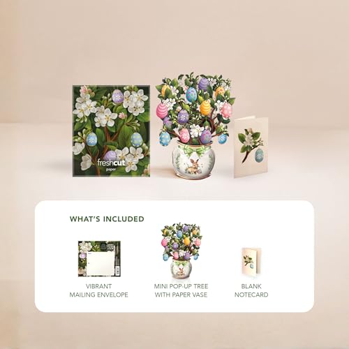 Freshcut Paper Pop Up Cards, Mini Easter Egg Tree, 6 Inch Mini Sized 3D Popup Greeting Card, Easter Cards, Thinking of You Card, Mother's Day Card, Blank Notecard & Envelope - Image 5