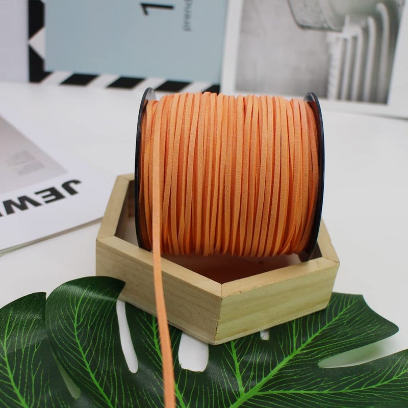 Pamir Tong Faux Leather Cord for Jewelry Making 100 Yards 2.6mm Thin Suede String Rope Orange Bracelet Cords DIY Crafts String for Necklace-Dream Catcher Supplies-Hat- Walking Stick - Image 4