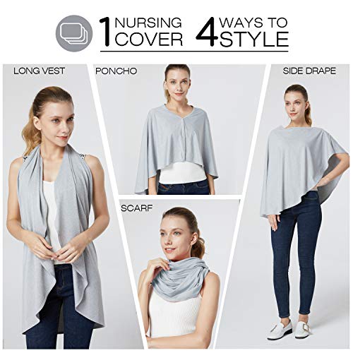 Kefee Kol Nursing Cover & Baby Nursing Poncho,Multi Use Breastfeeding Cover for CarSeat Canopy, High Seat Cover, Stroller Cover, Shopping Cart Cover,Nursing Scarf for Boy and Girl by Kefee Kol (Grey) - Image 3