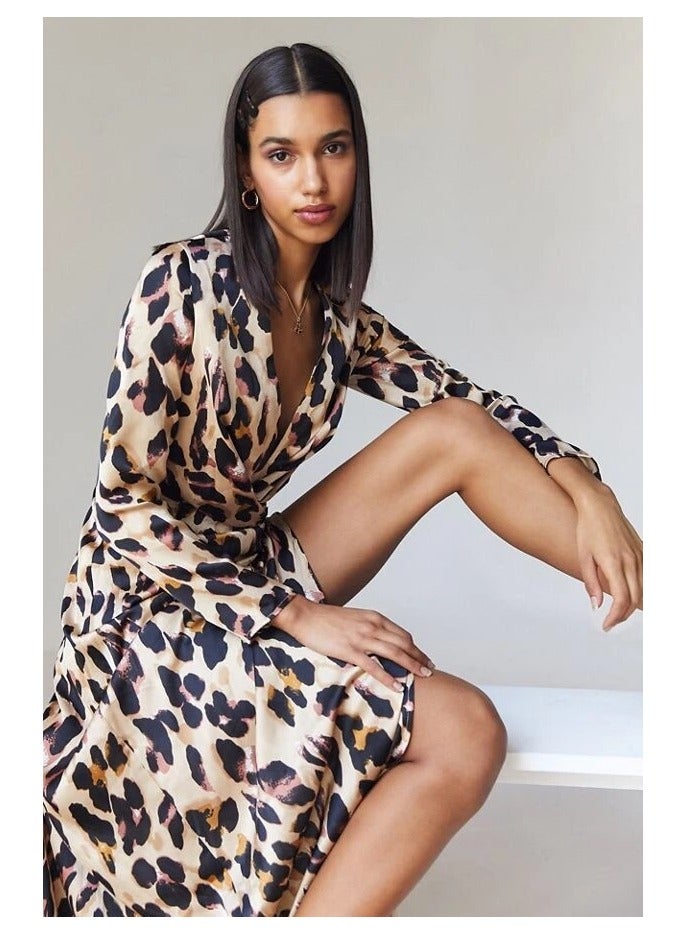 Women leopard print asymmetrical party dress - Image 2