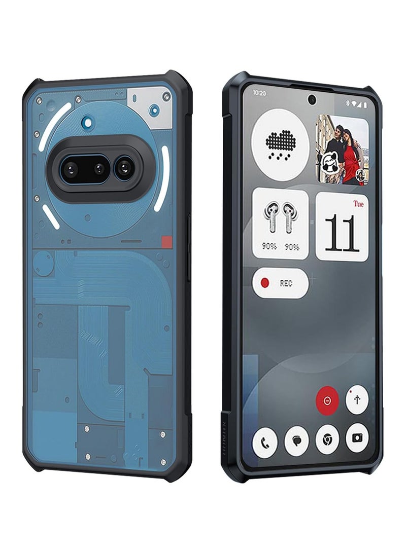 For Nothing Phone 3a Case Ultra-Thin Cover Soft TPU Bumper + Acrylic Clear Back  Airbags Shookproof Drop Protection for Nothing Phone (3a),Black - Image 2