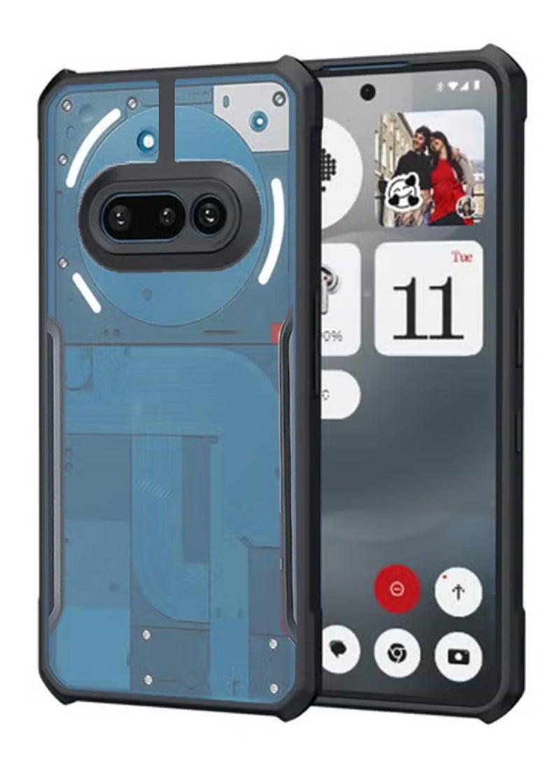 For Nothing Phone 3a Case Ultra-Thin Cover Soft TPU Bumper + Acrylic Clear Back  Airbags Shookproof Drop Protection for Nothing Phone (3a),Black - Image 1