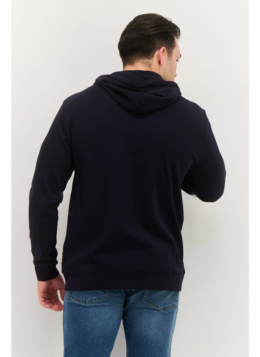 Gazzarrini Men Hooded Graphic Print Long Sleeve Sweatshirt, Dark Navy  - Image 2