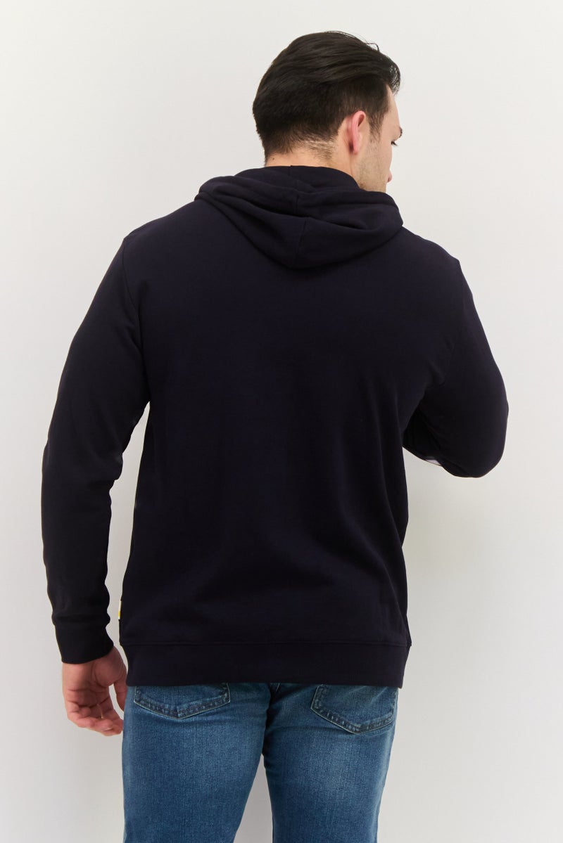 Gazzarrini Men Hooded Graphic Print Long Sleeve Sweatshirt, Dark Navy - Image 2