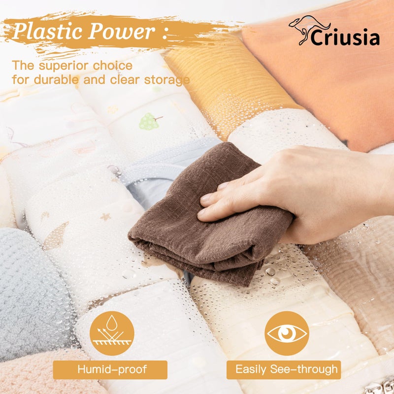 Criusia Under Bed Storage Bins with Clear PVC Lids â€“ 2 Pack Large Underbed Organizers with Heavy-Duty Handles, Reinforced with 800G PP Panels & 80G Non-Woven Fabric â€“ Waterproof & Foldable, Beige - Image 5