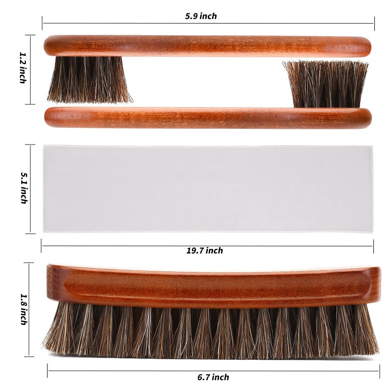 Unekez 4-Piece Horsehair Shoe Brush Shine Kit, Shoe Polish Kit, Leather Shoes Boot Cleaning Brush Care Clean Dauber Applicators - Image 2