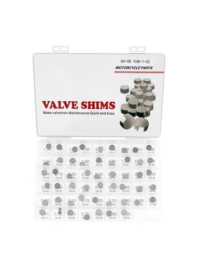 LCGLY 9.48mm O.D. Adjustable Valve Shim Kit 1.20mm-4.00mm Thick Compatible with Suzuki LT-Z400 QuadSport Z 2003-2012 LT-R450 QuadRacer 2006-2011 (52pcs) - Image 1