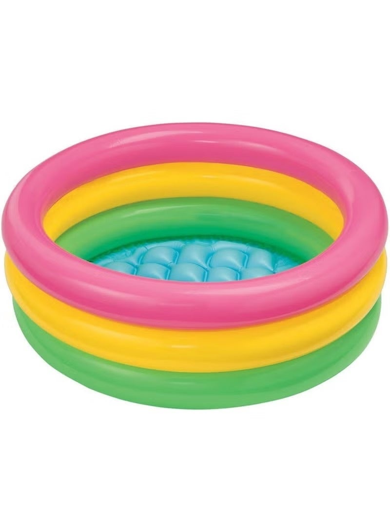 Inflatable Kids Swimming Pool – 3 Ring Baby Paddling Pool with Soft Inflatable Floor, Portable Outdoor Water Play Pool for Toddlers, Backyard Garden Summer Fun Pool - Image 1