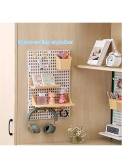 Hihonor 11pcs No-Drill Pegboard Storage Set - Wall & Desktop Organizer for Dorms, Kitchen Accessories, Spice Rack, Pot Holder - Easy Install ABS Resin Shelf with Clip-On Design, Black  - Image 4