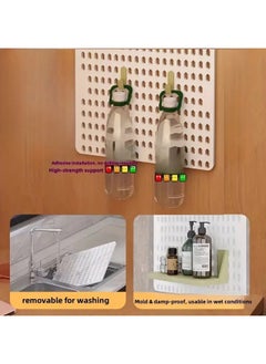 Hihonor 11pcs No-Drill Pegboard Storage Set - Wall & Desktop Organizer for Dorms, Kitchen Accessories, Spice Rack, Pot Holder - Easy Install ABS Resin Shelf with Clip-On Design, Black  - Image 2