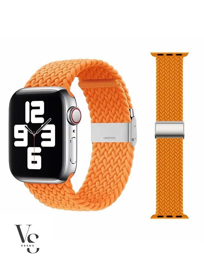 vesus Adjustable Braided Solo Loop Band For Apple Watch Series 6/SE/5/4/3/2/1 Spicy Orange