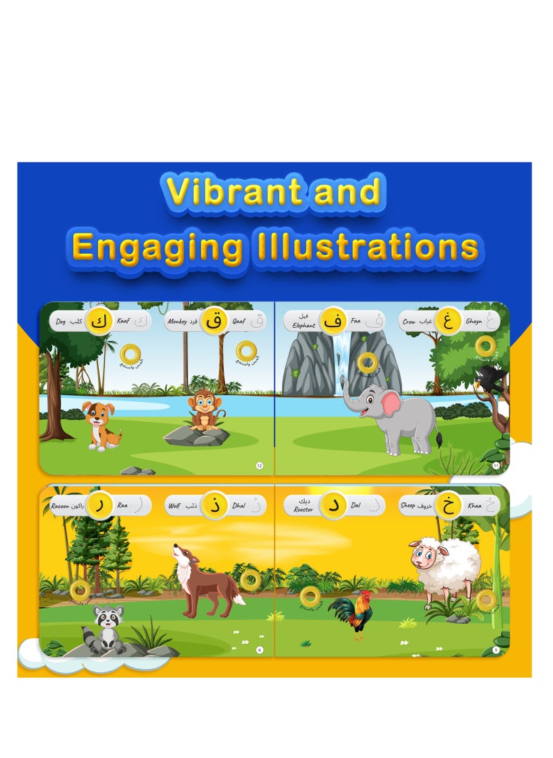 Interactive Arabic Alphabet Learning Book Animal Sounds and Sing-Along for Ages 1 to 3