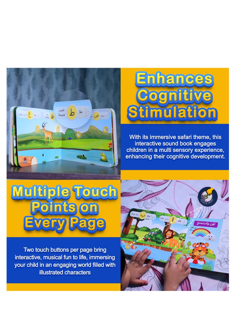 Interactive Arabic Alphabet Learning Book Animal Sounds and Sing-Along for Ages 1 to 3