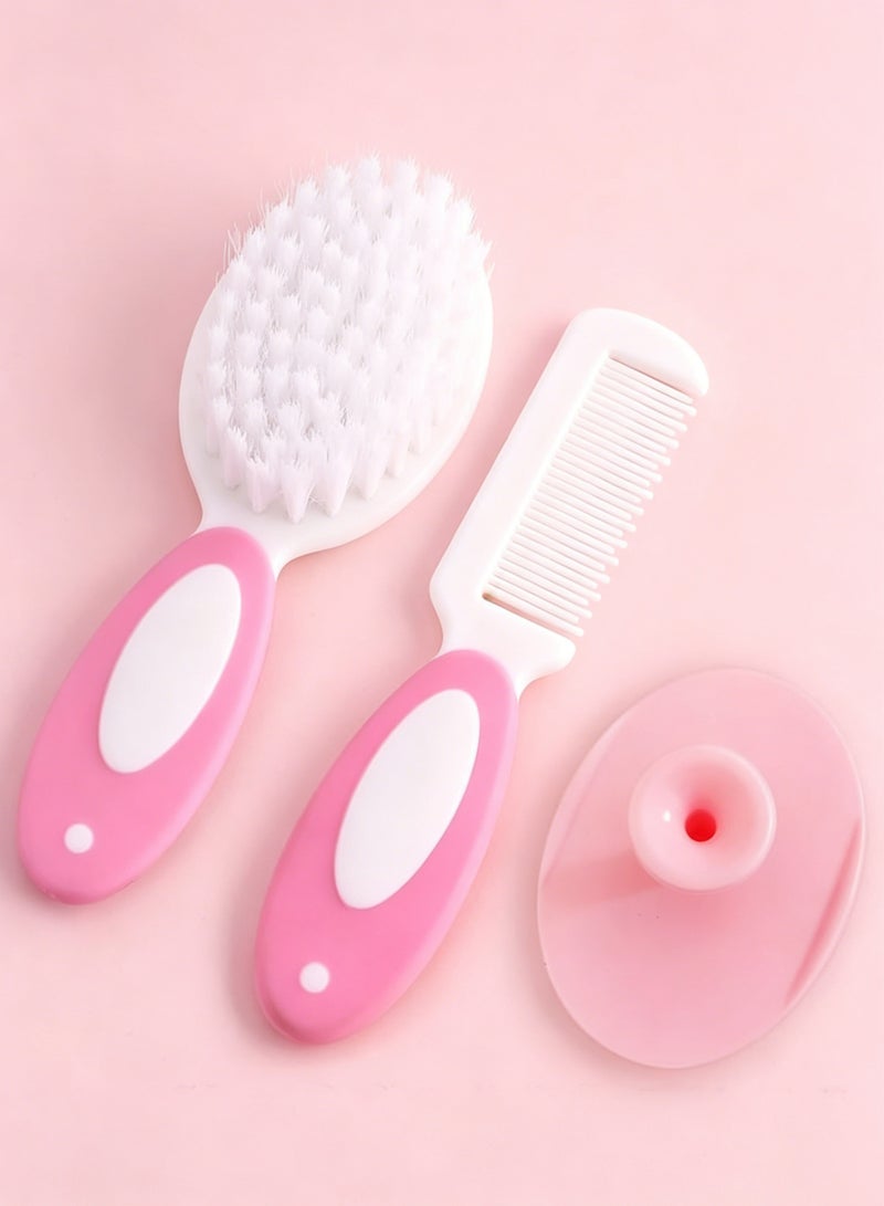 Amanli Baby Hair Brush, Cradle Cap Brush, Baby Hair Comb, Baby Hair Brush and Comb Set for Newborns & Toddlers, Baby Brush Soft Bristles, Ideal for Cradle Cap, Perfect Baby Registry Gift (Pink) - Image 4