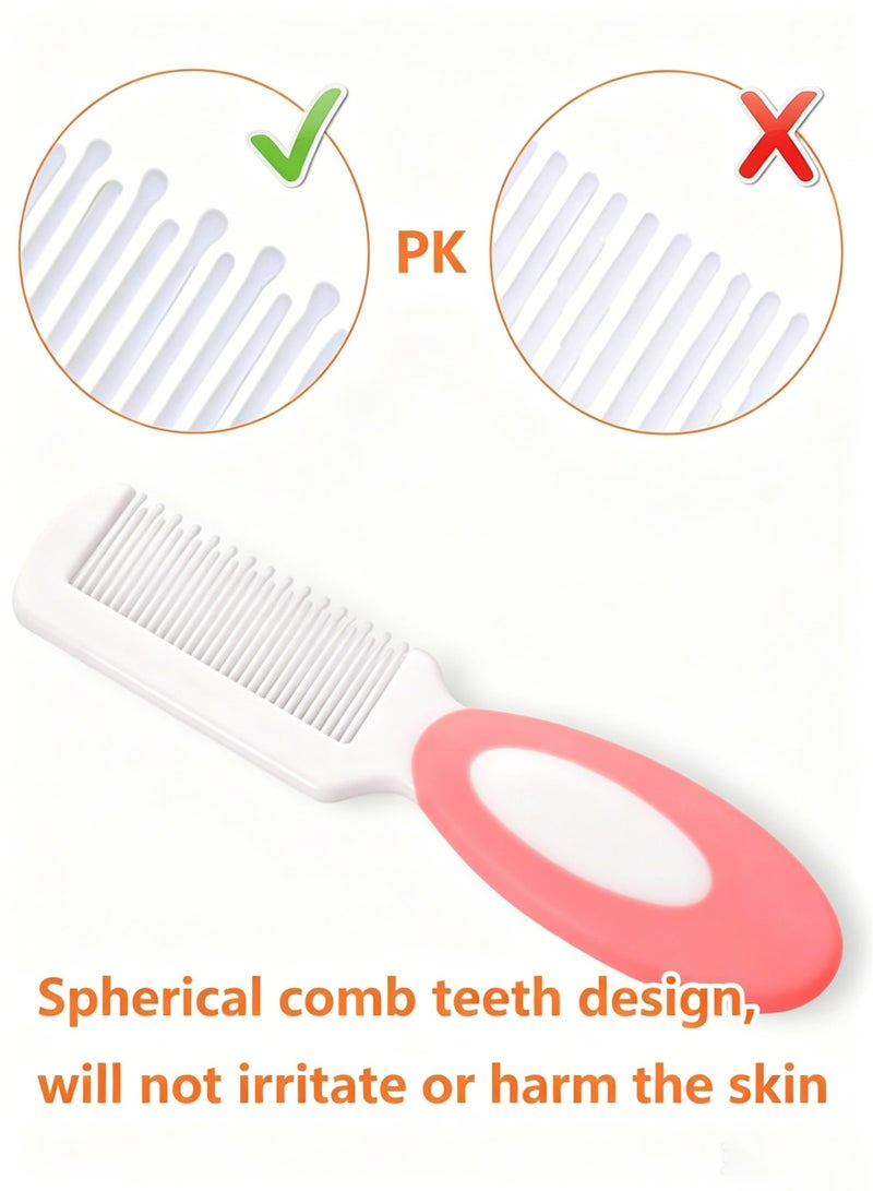 Amanli Baby Hair Brush, Cradle Cap Brush, Baby Hair Comb, Baby Hair Brush and Comb Set for Newborns & Toddlers, Baby Brush Soft Bristles, Ideal for Cradle Cap, Perfect Baby Registry Gift (Pink) - Image 3