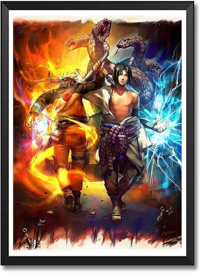 Japanese Anime Naruto Sasuke Photo Print Poster for Boys Bedroom Wall Decor Gift Uv Coated for Home Bedroom Living Room, 8Inch x 10Inch UNFRAMED