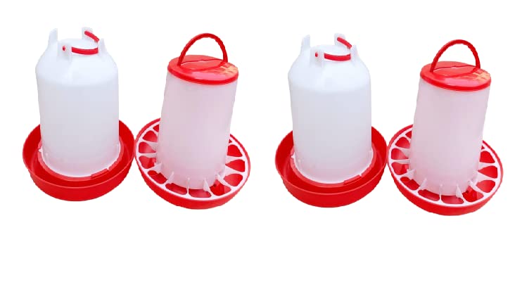 TMW TM&W Plastic Semi Automatic Bird Feeder and Drinker Combo - 6kg Feeder (2pcs) & 6L Drinker (2pcs) for All Birds - Image 1