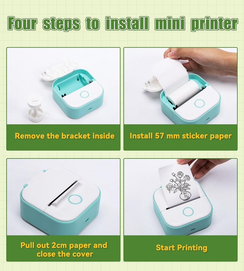 Fimax 6 Roll Mini Sticker Printer Photo Paper, 57 x 30mm Thermal Printer Paper White Self-Adhesive for PeriPage A6, Vretti TP6S Portable Thermal Pocket Printer Paper for Study Notes, Pictures - Image 4