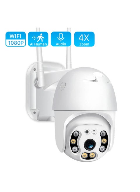 Outdoor Security View WiFi CCTV Camera With 360° Motion Detection Siren Light Alert Color Night Vision 2-Way Audio For Home Security