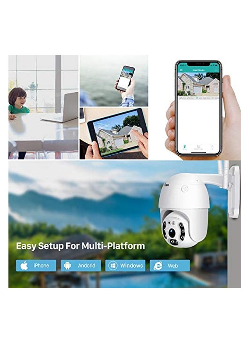 Outdoor Security View WiFi CCTV Camera With 360° Motion Detection Siren Light Alert Color Night Vision 2-Way Audio For Home Security